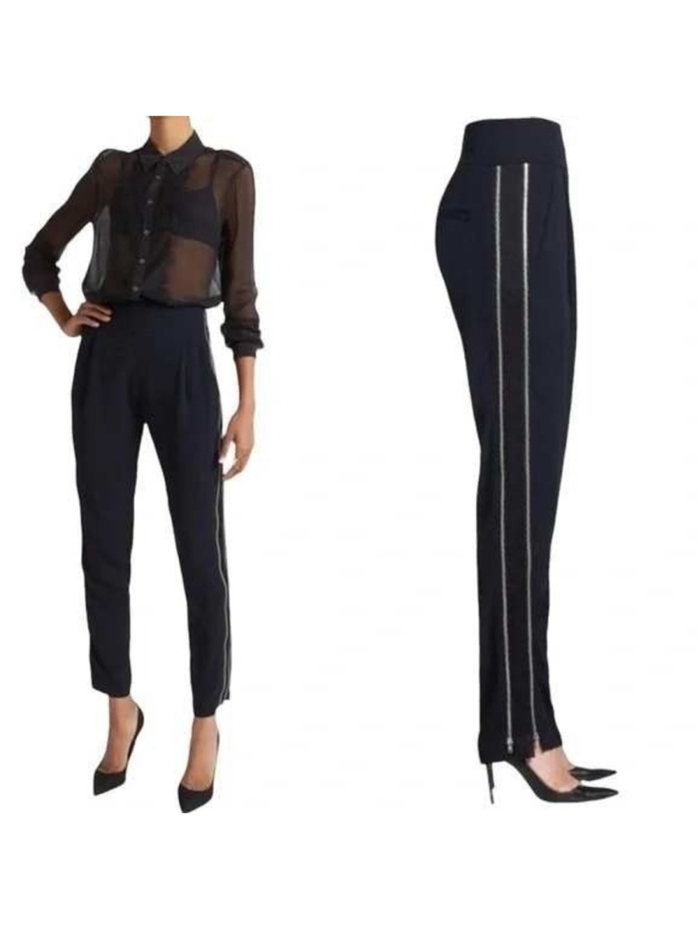 A.L.C. Smith Pant Navy Skinny Zipper Trousers Sz 8